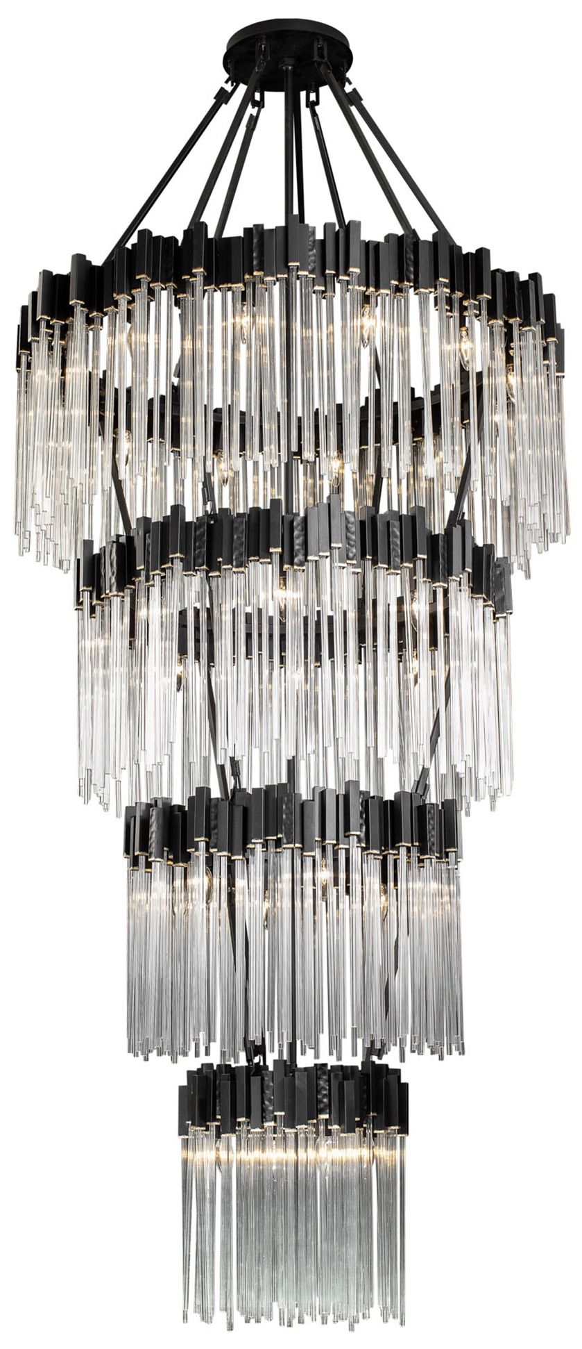 Image 2 Matrix 30-Lt 4-Tier Chandelier - Matte Black & French Gold more views