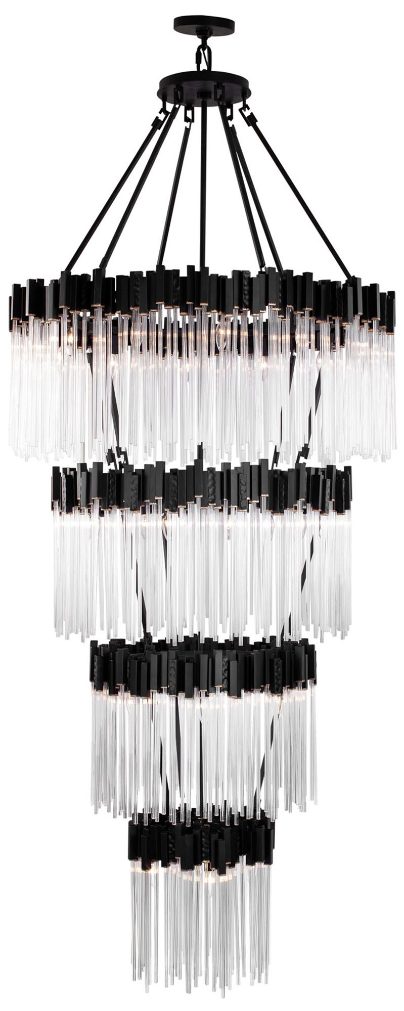 Image 3 Matrix 30-Lt 4-Tier Chandelier - Matte Black & French Gold more views