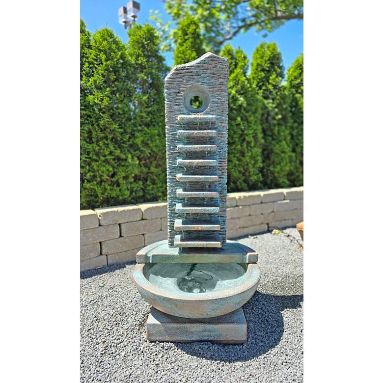 Image 1 Matrix 49 1/2" High Bronze Patina Outdoor LED Fountain
