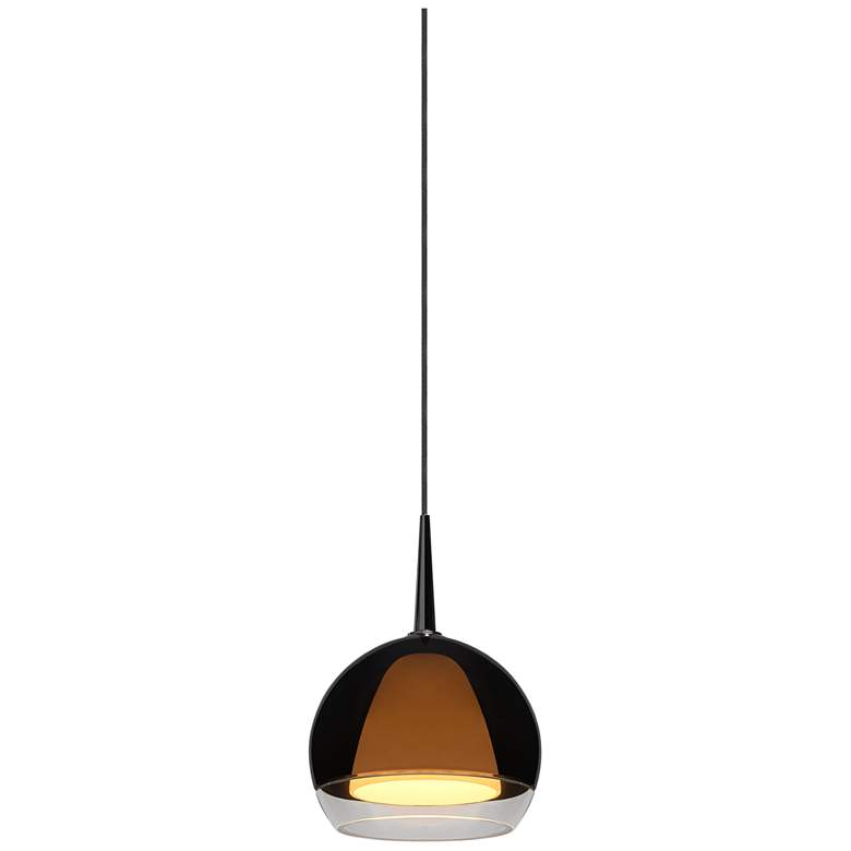 Image 1 Matrix LED Pendant - Chrome Finish - Smoky Metal Glass Shade