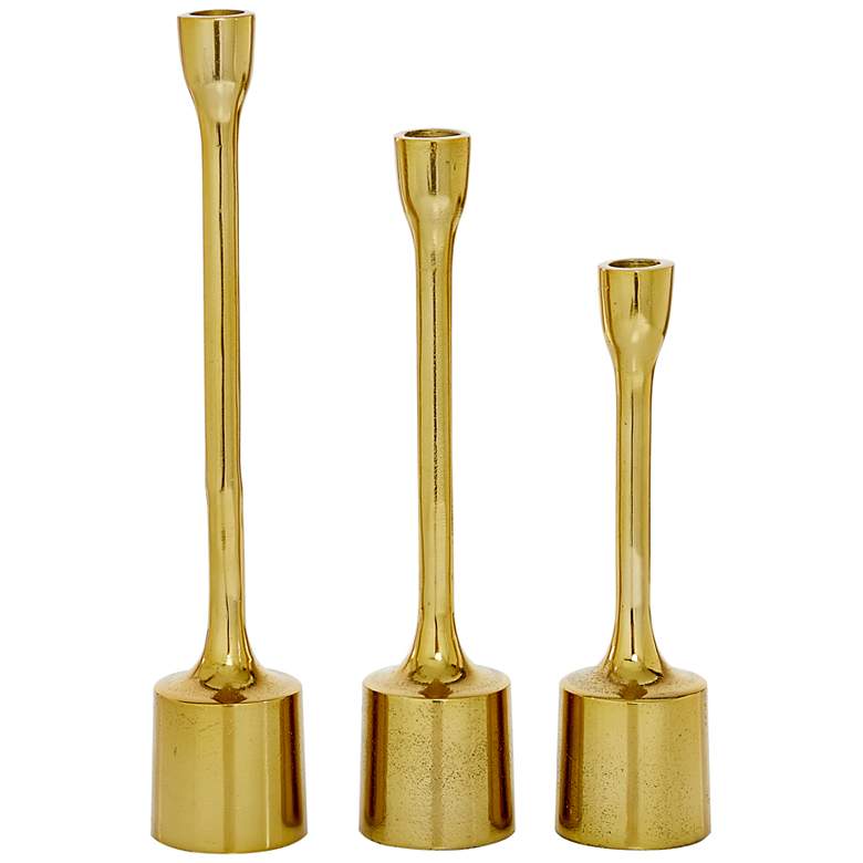 Image 5 Matrix Shiny Gold Metal Taper Candle Holders Set of 3 more views