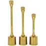 Matrix Shiny Gold Metal Taper Candle Holders Set of 3