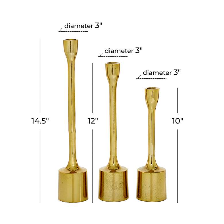 Image 6 Matrix Shiny Gold Metal Taper Candle Holders Set of 3 more views