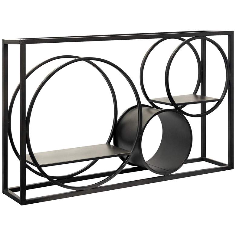 Image 1 Matson 39 1/2 inch Wide Iron Black Metal Wall Art with Shelves