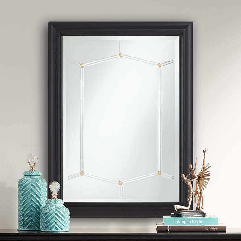 Image 1 Matte Black 30 inch x 40 inch Rectangular Wall Mirror