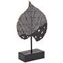 Matte Black Leaf 15" High Metal Sculpture