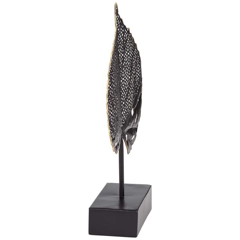 Image 6 Matte Black Leaf 15 inch High Metal Sculpture more views
