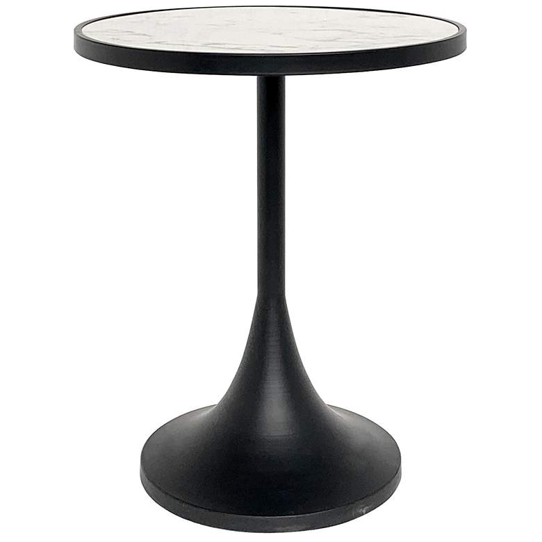 Image 1 Matte Black Spun Metal And Faux Marble Top Accent Table