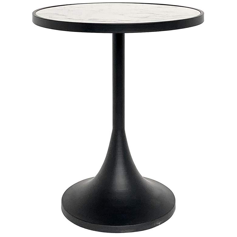 Image 1 Matte Black Spun Metal And Faux Marble Top Accent Table