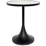 Matte Black Spun Metal And Faux Marble Top Accent Table
