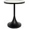 Matte Black Spun Metal And Faux Marble Top Accent Table