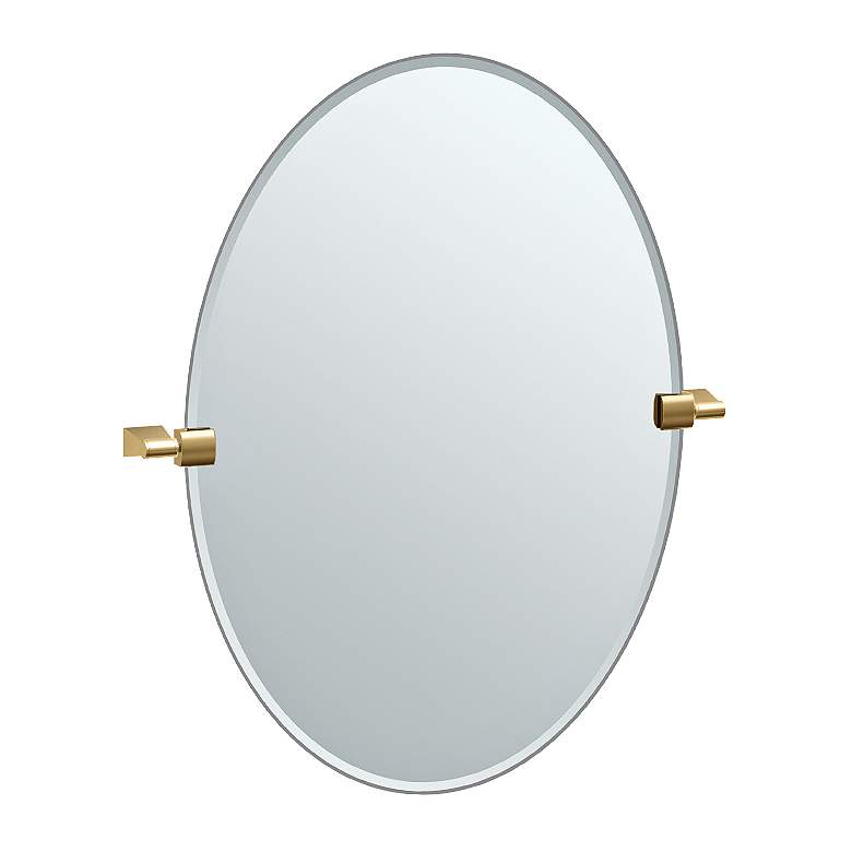 Image 1 Matte Brass 23 1/2 inch x 26 1/2 inch Small Oval Wall Mirror