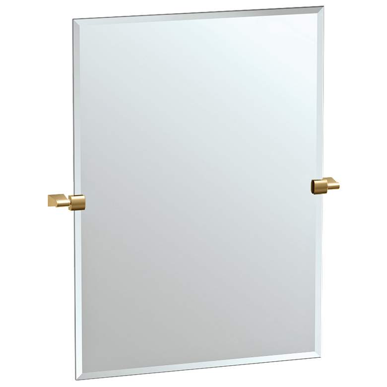 Image 1 Matte Brass 27 3/4 inch x 31 1/2 inch Rectangle Wall Mirror
