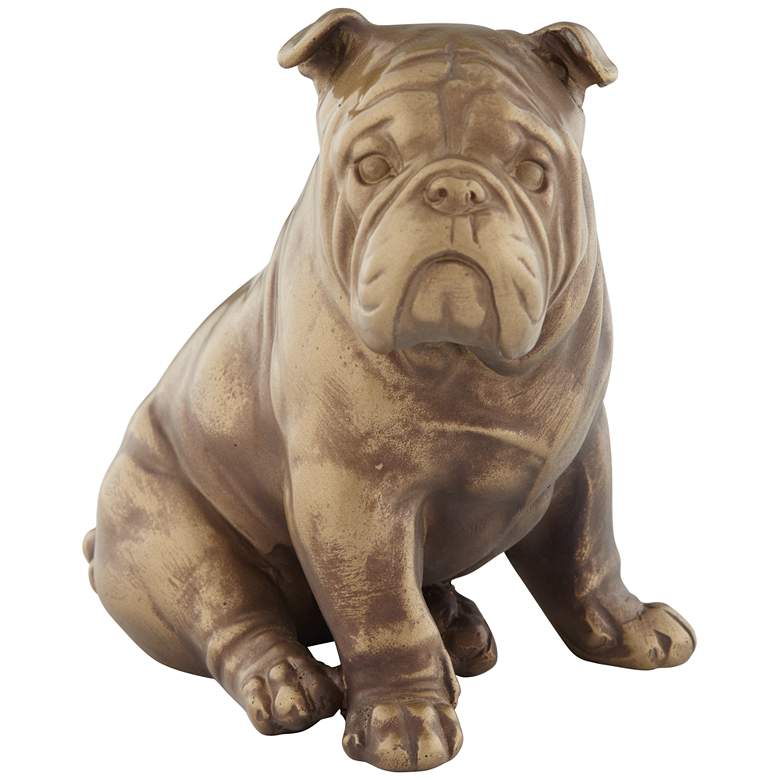 Image 1 Matte Brushed Brown and Gold 4 1/4" Wide Bull Dog Figurine