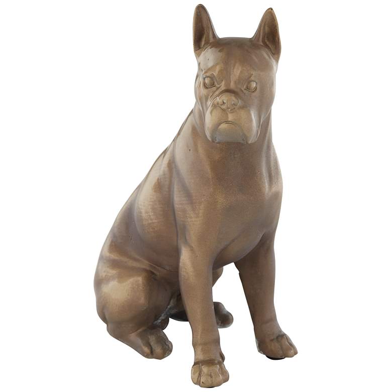 Image 1 Matte Brushed Brown and Gold 7" High Dog Figurine