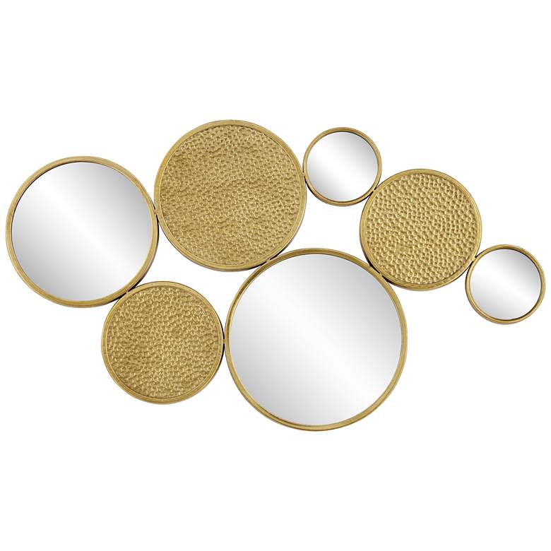 Image 2 Matte Gold 35 3/4 inch x 20 inch Round Mirrored Wall Art