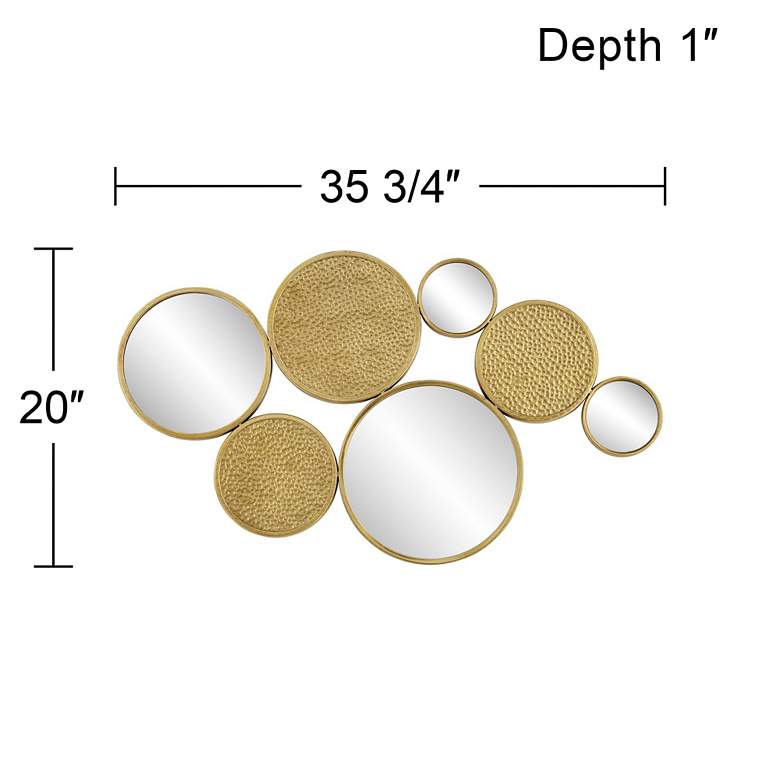 Image 7 Matte Gold 35 3/4 inch x 20 inch Round Mirrored Wall Art more views