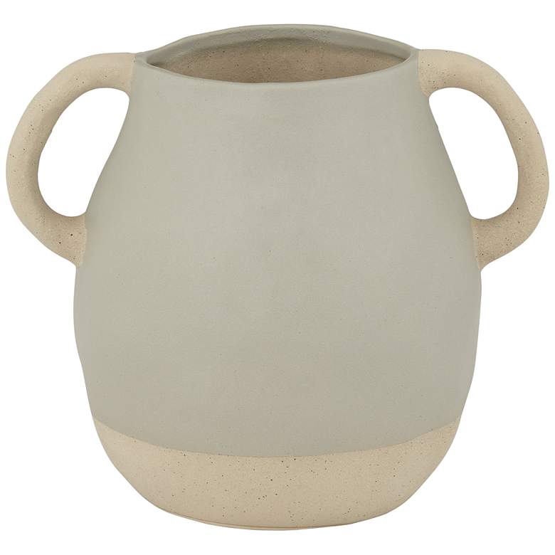 Image 2 Matte Gray 10 1/2 inch W Stoneware Decorative Vase with Handles