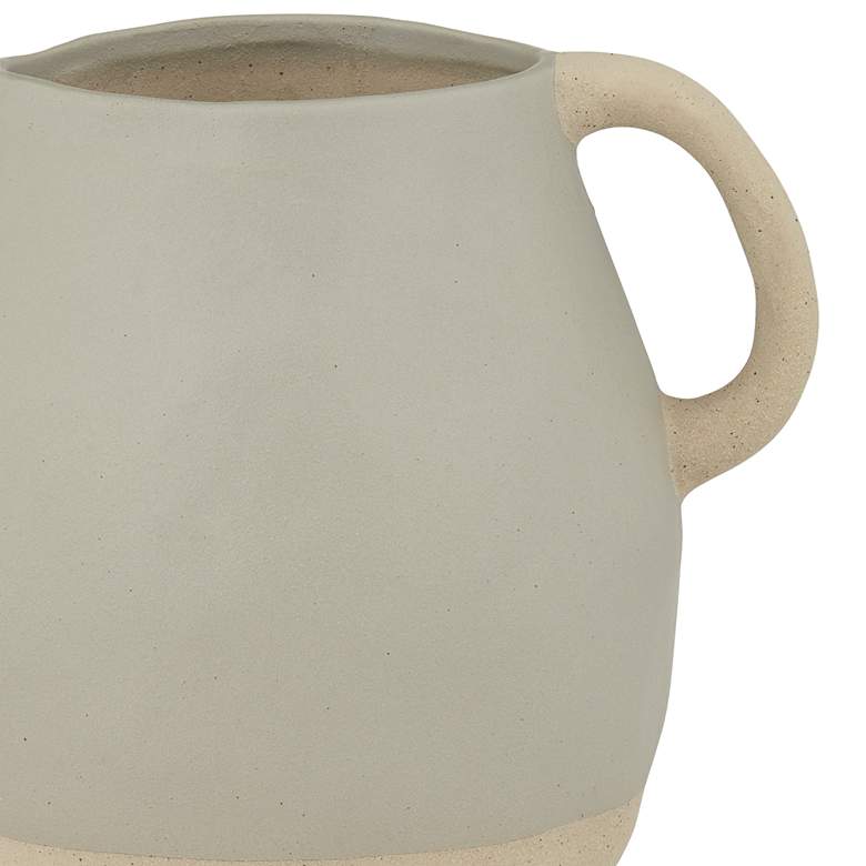 Image 3 Matte Gray 10 1/2 inch W Stoneware Decorative Vase with Handles more views