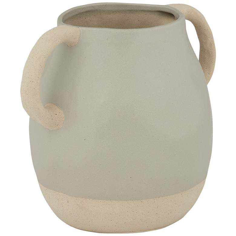 Image 5 Matte Gray 10 1/2 inch W Stoneware Decorative Vase with Handles more views