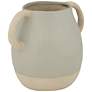 Matte Gray 10 1/2" W Stoneware Decorative Vase with Handles in scene