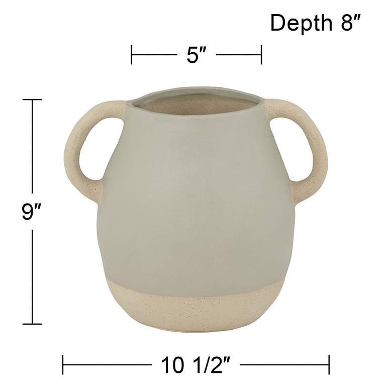 Image 6 Matte Gray 10 1/2 inch W Stoneware Decorative Vase with Handles more views