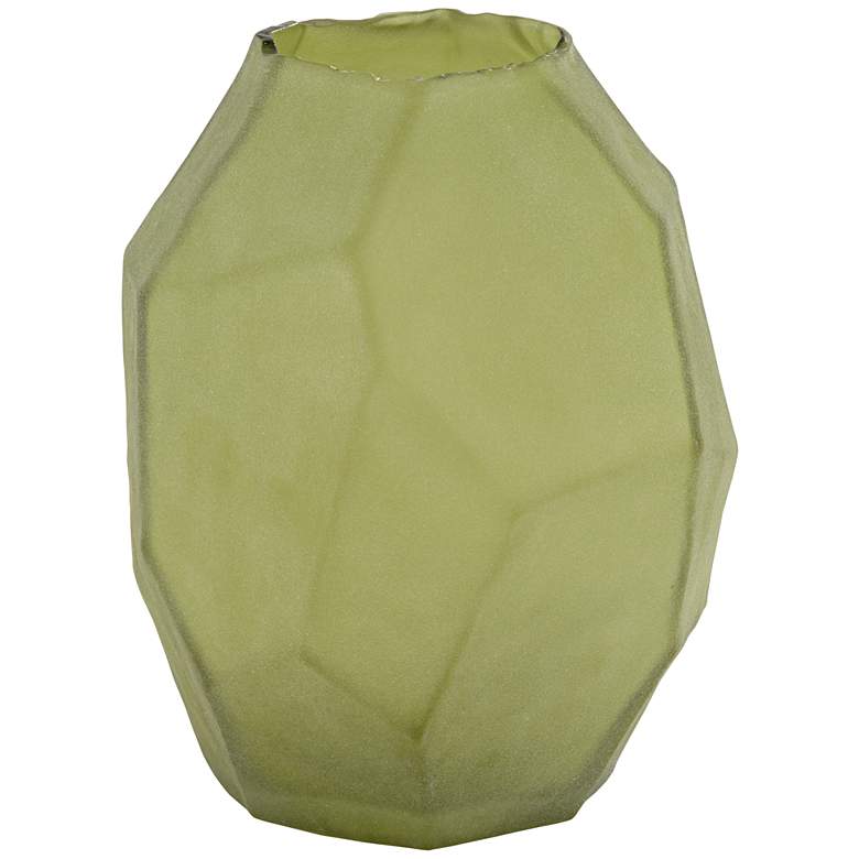 Matte Green 8 1/4 inch High Angled Glass Decorative Vase