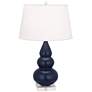 Matte Midnight Blue Small Triple Gourd Accent Lamp