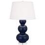 Matte Midnight Blue Triple Gourd Table Lamp