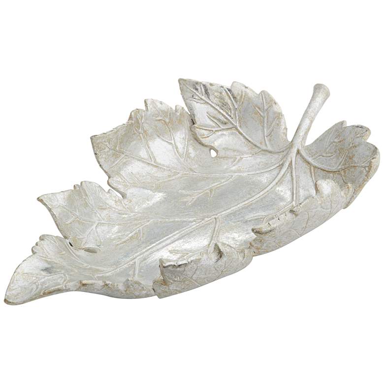 Image 1 Matte Silver Decorative Leaf Tray