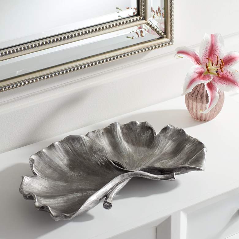 Image 1 Matte Silver Ginkgo Leaves Plate
