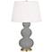 Matte Smoky Taupe Triple Gourd Table Lamp