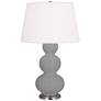 Matte Smoky Taupe Triple Gourd Table Lamp