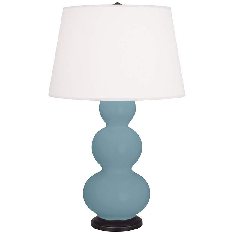Image 1 Matte Steel Blue Triple Gourd Table Lamp
