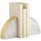Matte White and Gold Luxe Stone Bookends Set of 2