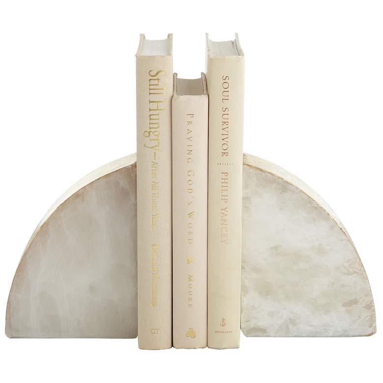 Matte White and Gold Luxe Stone Bookends Set of 2 more views