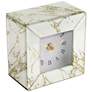 Matte White Marble and Glass 4 3/4" Square Table Clock