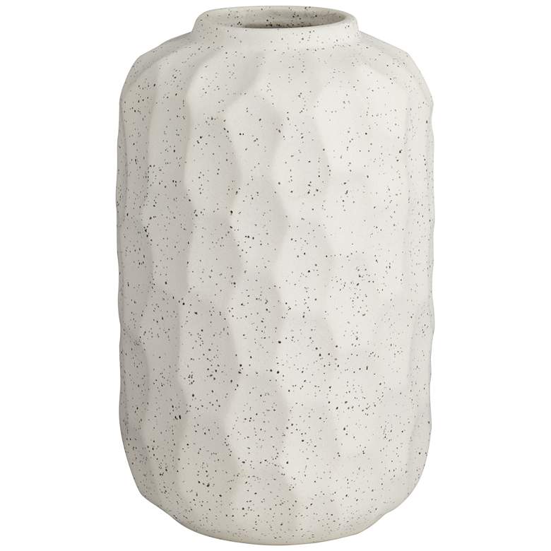 Image 1 Matte White with Black Speckle 10 inch High Decorative Modern Vase