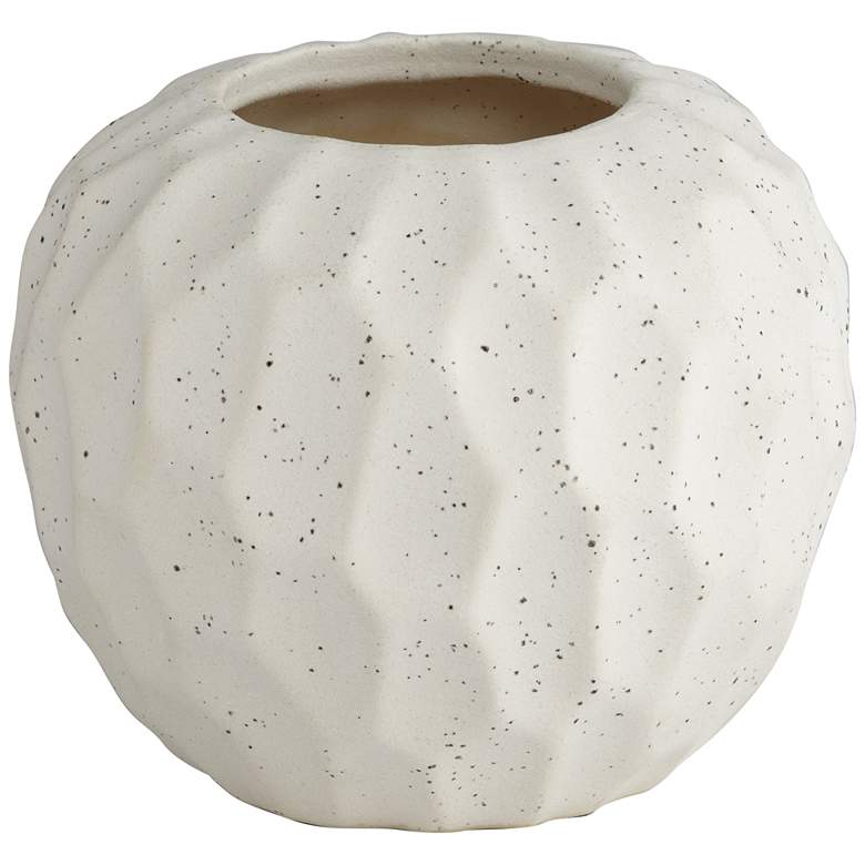 Matte White with Black Speckle 5 1/2&quot; Wide Decorative Vase