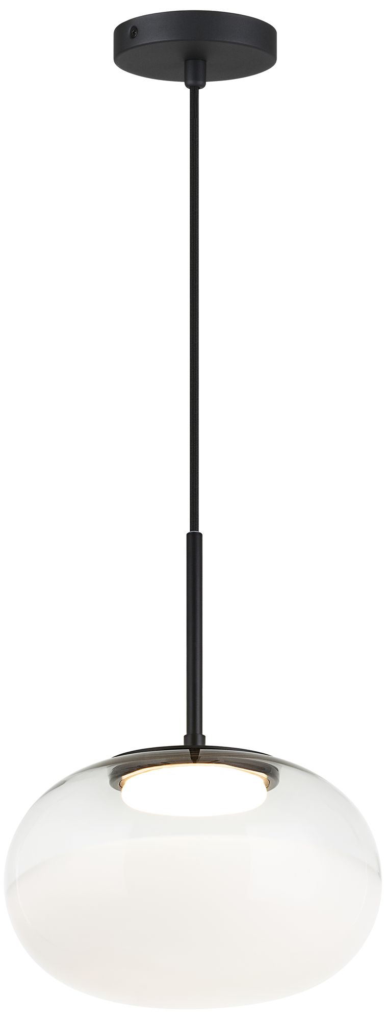Matteo 1 LT 11DIA JAYCEMB  PENDANT 1/2CLEAR & 1/2 WHITE GLASS