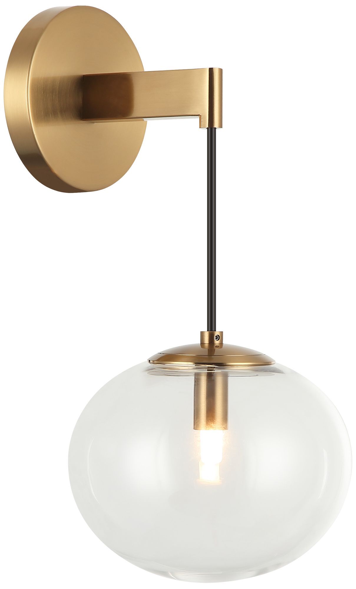 Matteo 1 LT 6.9"DIA "BULBUS"- AGED GOLD WALL CLEAR GLASS E12 LED 10W