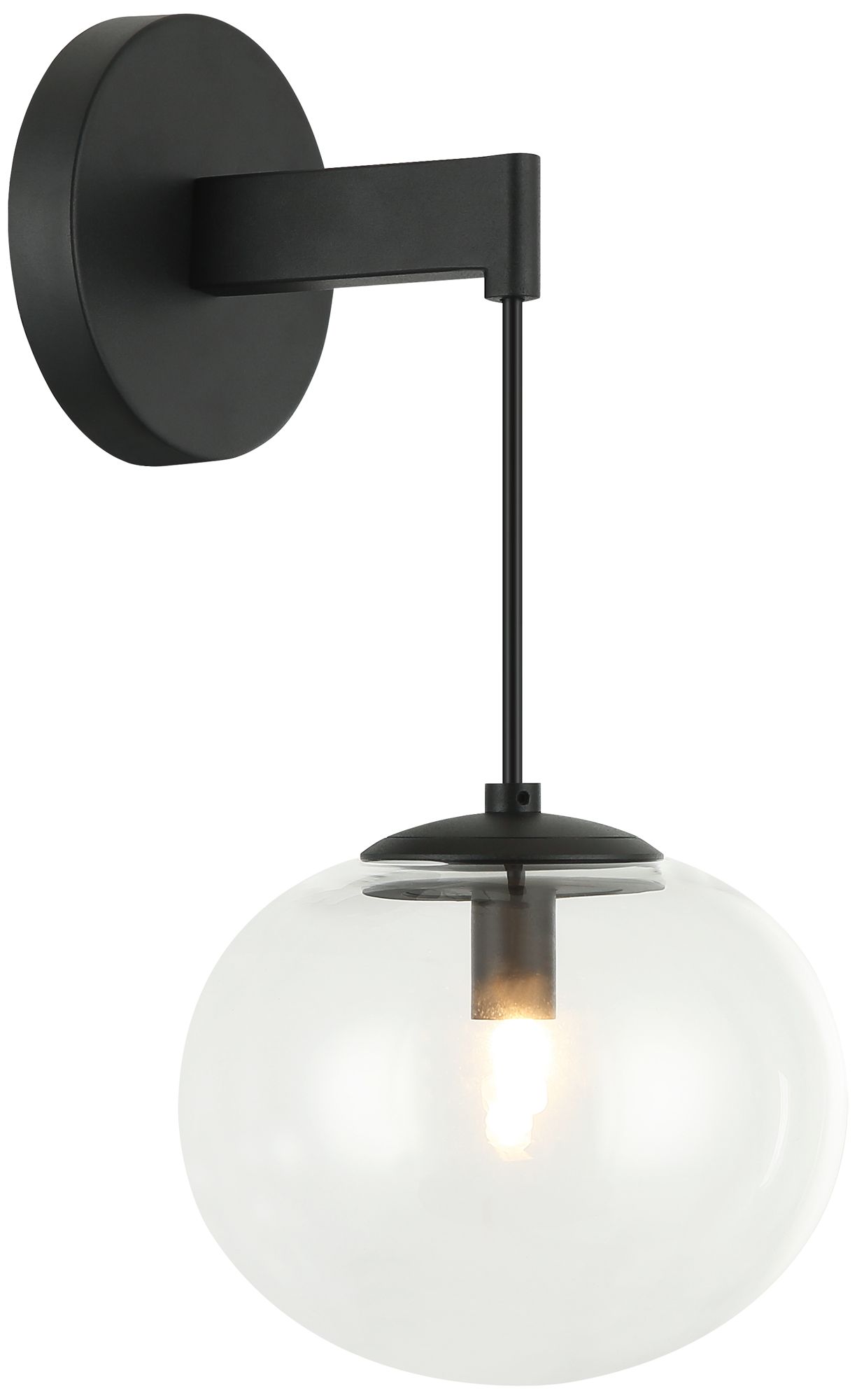 Matteo 1 LT 6.9"DIA "BULBUS"- MATTE BLACK WALL CLEAR GLASS E12 LED 10W