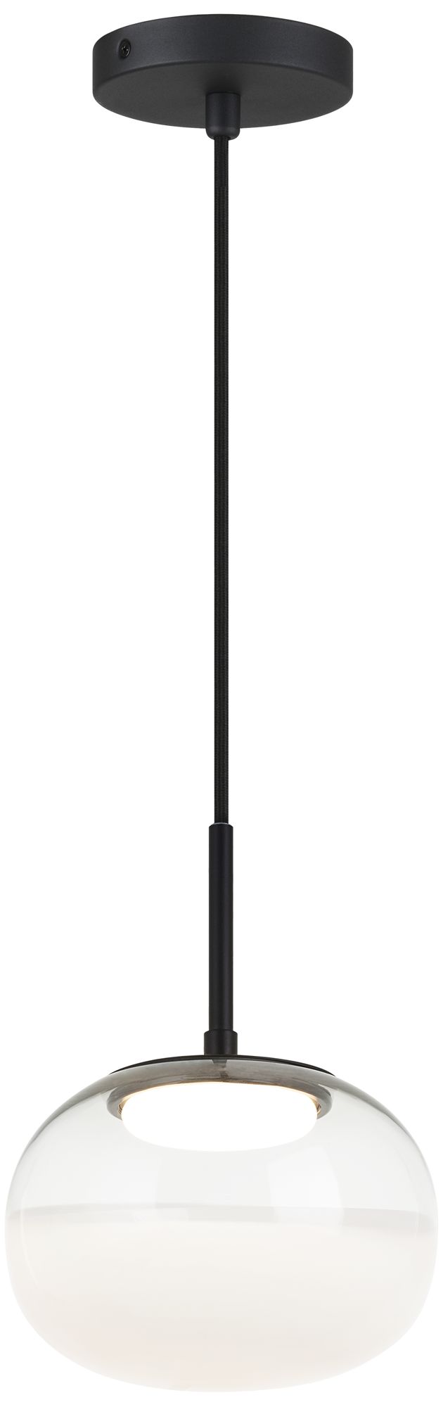 Matteo 1 LT 7.9DIA JAYCE MB PENDANT 1/2CLEAR & 1/2 WHITE GLASS
