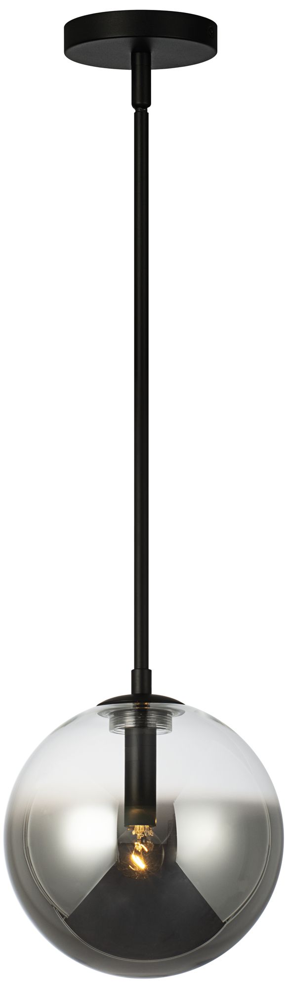 Matteo 1 LT  AVERLEY BLACK PENDANT-1/2 CLEAR & 1/2 SM D8.9 GLASS