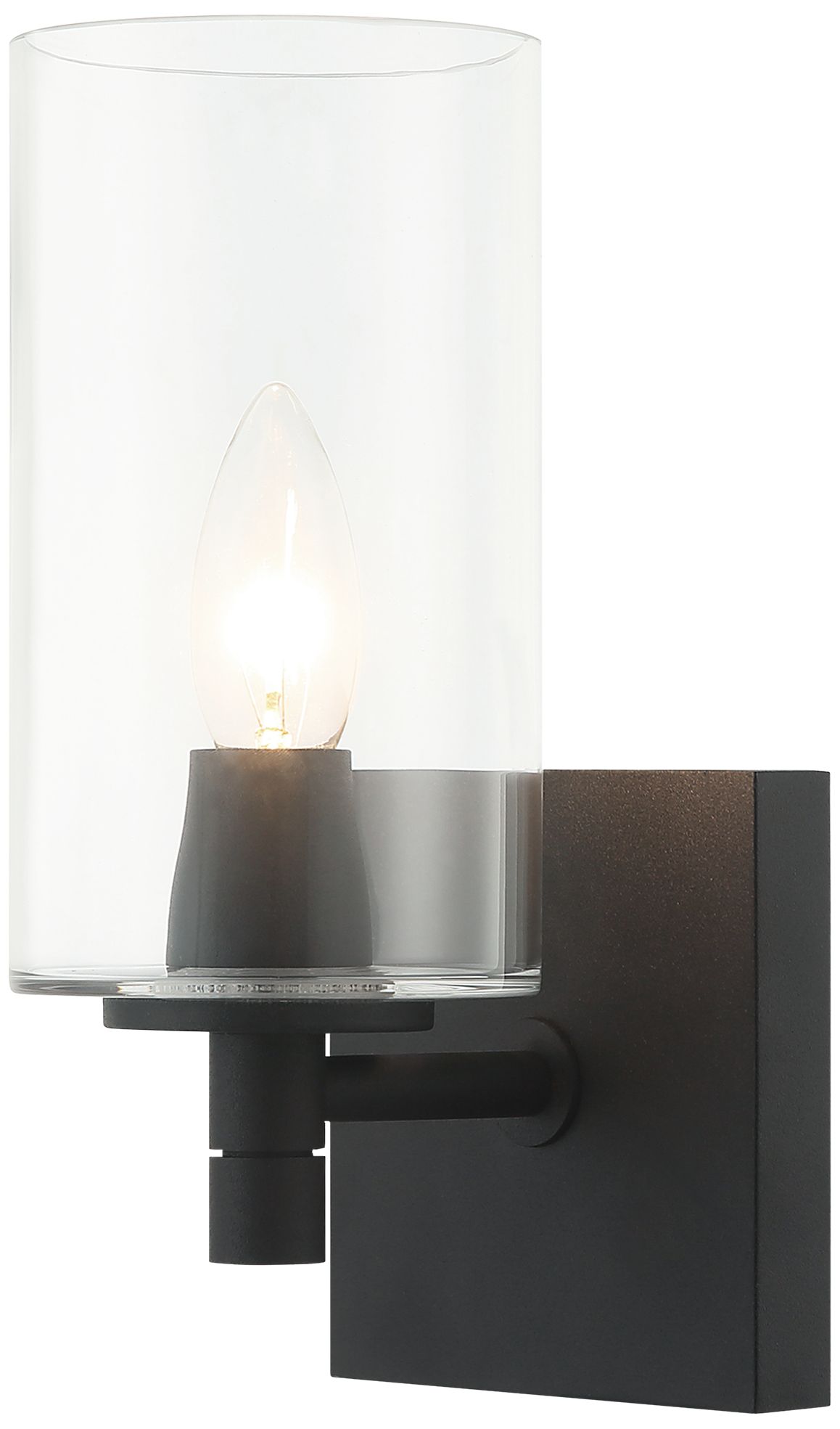 Matteo 1 LT CANDELA  WALL SCONCE-MATTE BLACK-CLEAR GLASS