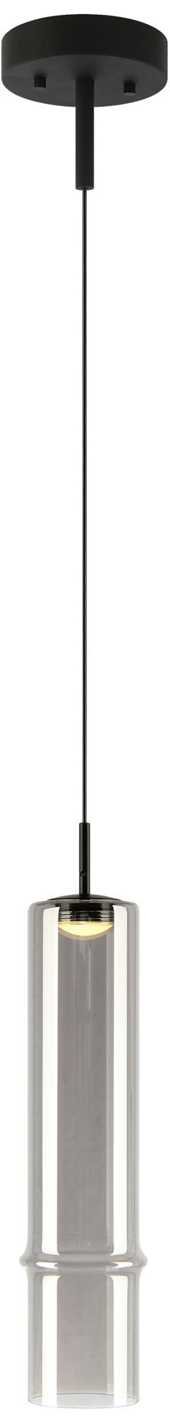 Matteo 1 LT D3.5" x H13.75" "BAMBU" MATTE BLACK PENDANT - SMOKED GLASS