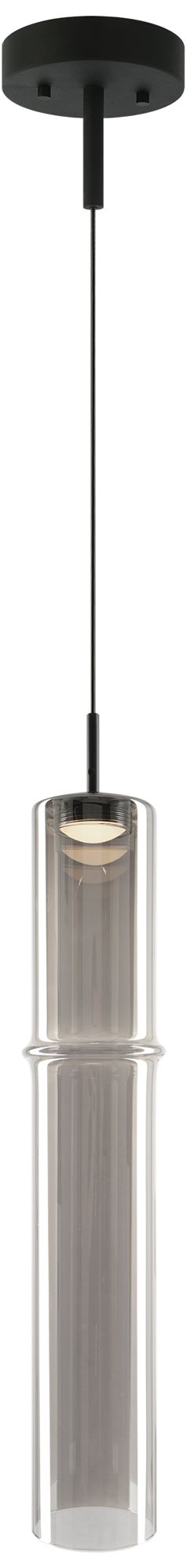 Matteo 1 LT D3.5" x H17.75" "BAMBU" MATTE BLACK PENDANT - SMOKED GLASS