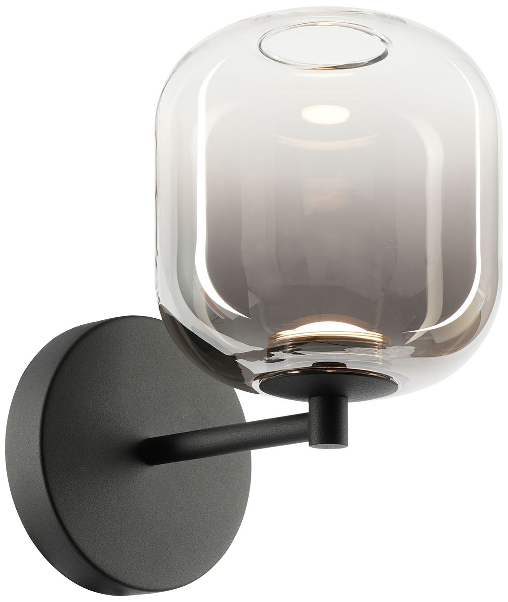 Matteo 1 LT  REFRAX MATTE BLACK WALL SCONCE-1/2 CLEAR & 1/2 SM D5.5 GLASS