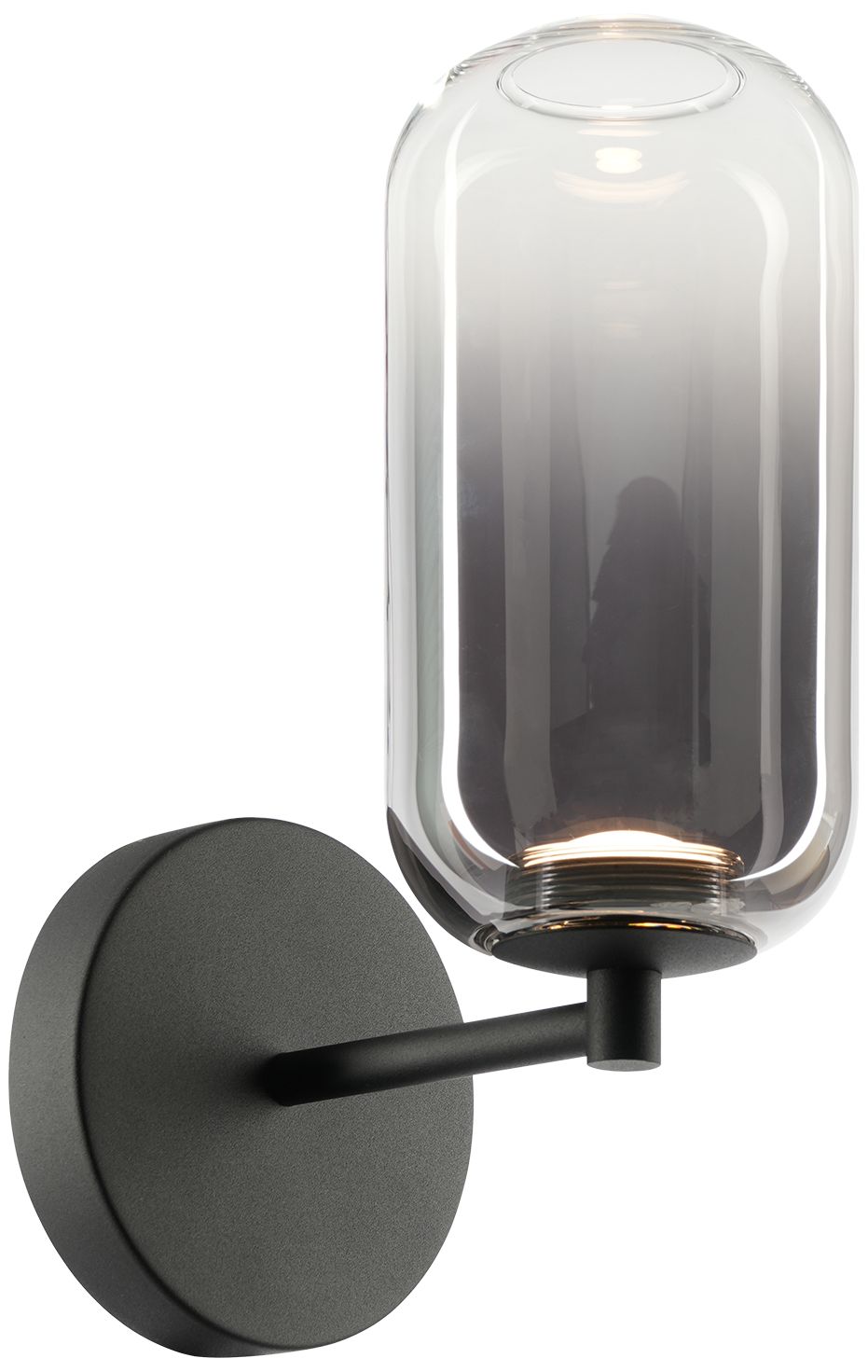 Matteo 1 LT  "REFRAX" MATTE BLACK WALL SCONCE-1/2 CLEAR & 1/2 SM