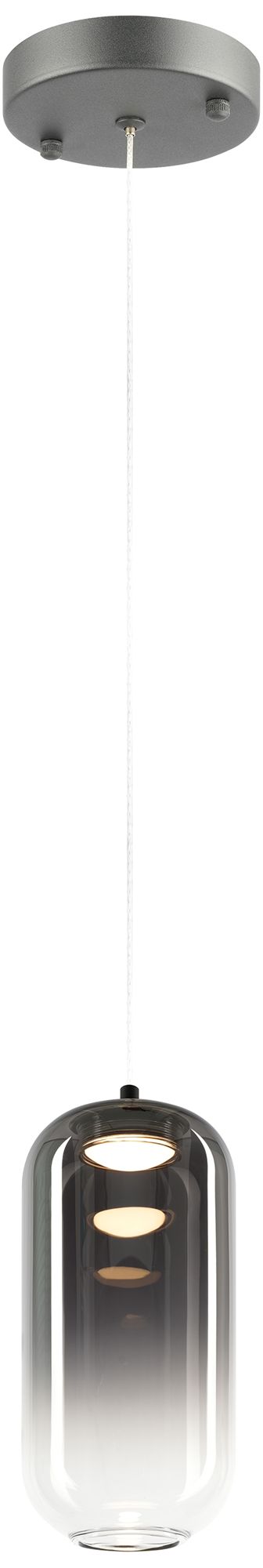 Matteo 1 LT  REFRAX MATTE BLK PENDANT-1/2 CLEAR & 1/2 SM D3.9 GLASS
